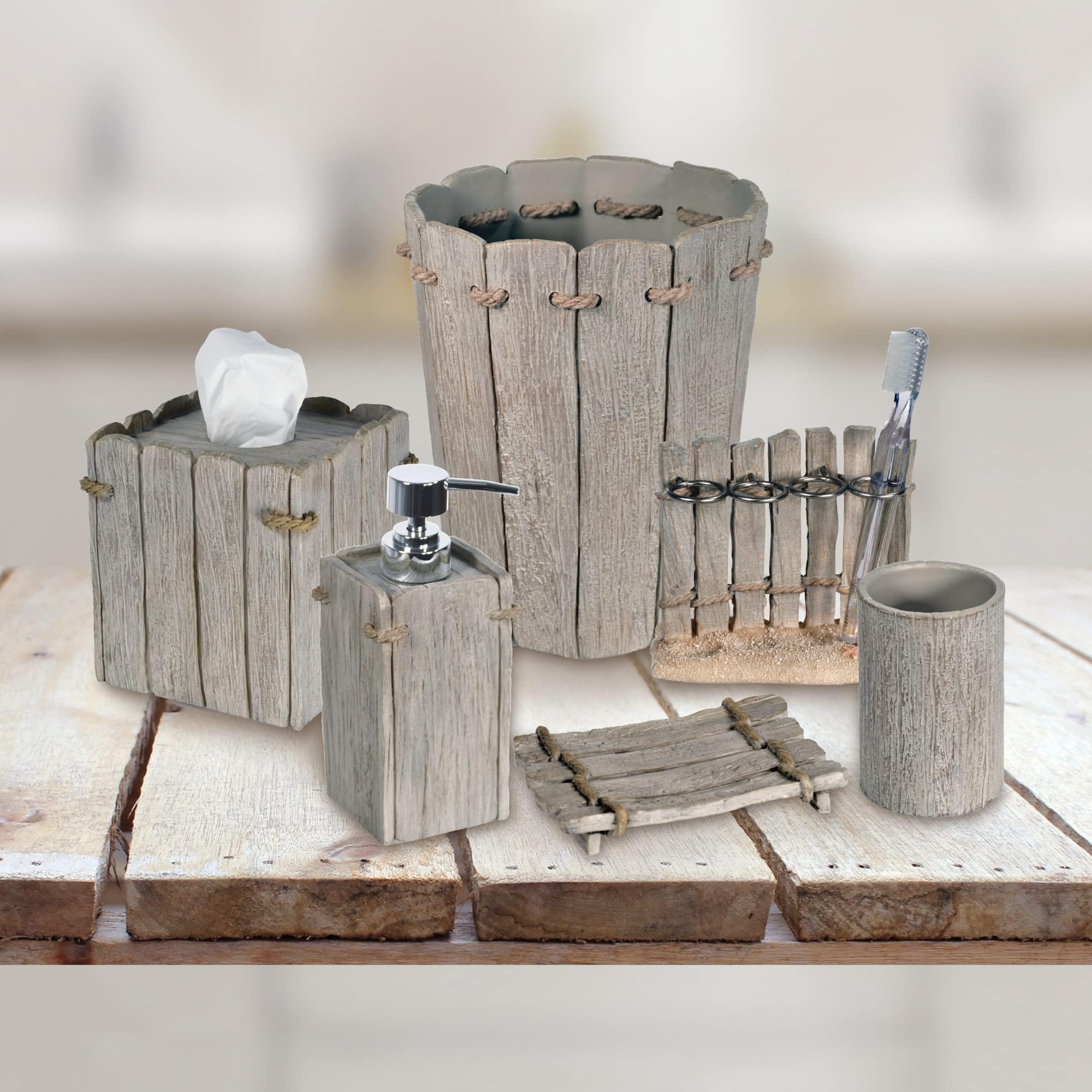 Incorporate driftwood pieces to evoke a serene, beachy vibe in your wooden bathroom