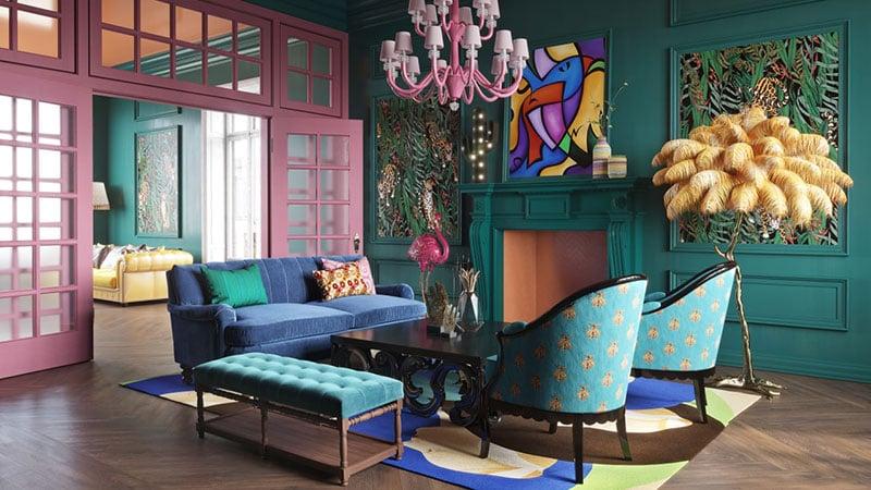 Mix ​and match furniture styles for an eclectic interior design vibe