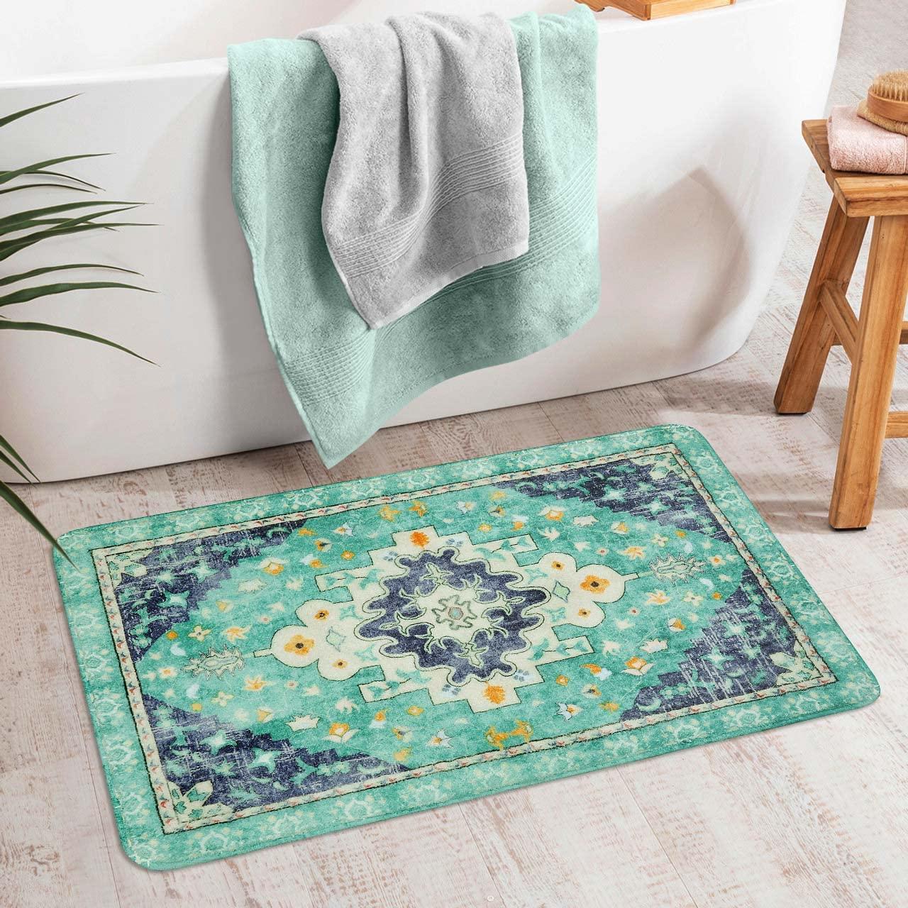 Use‌ vintage rugs to elevate ‌your ‌boho ‍bathroom⁣ style