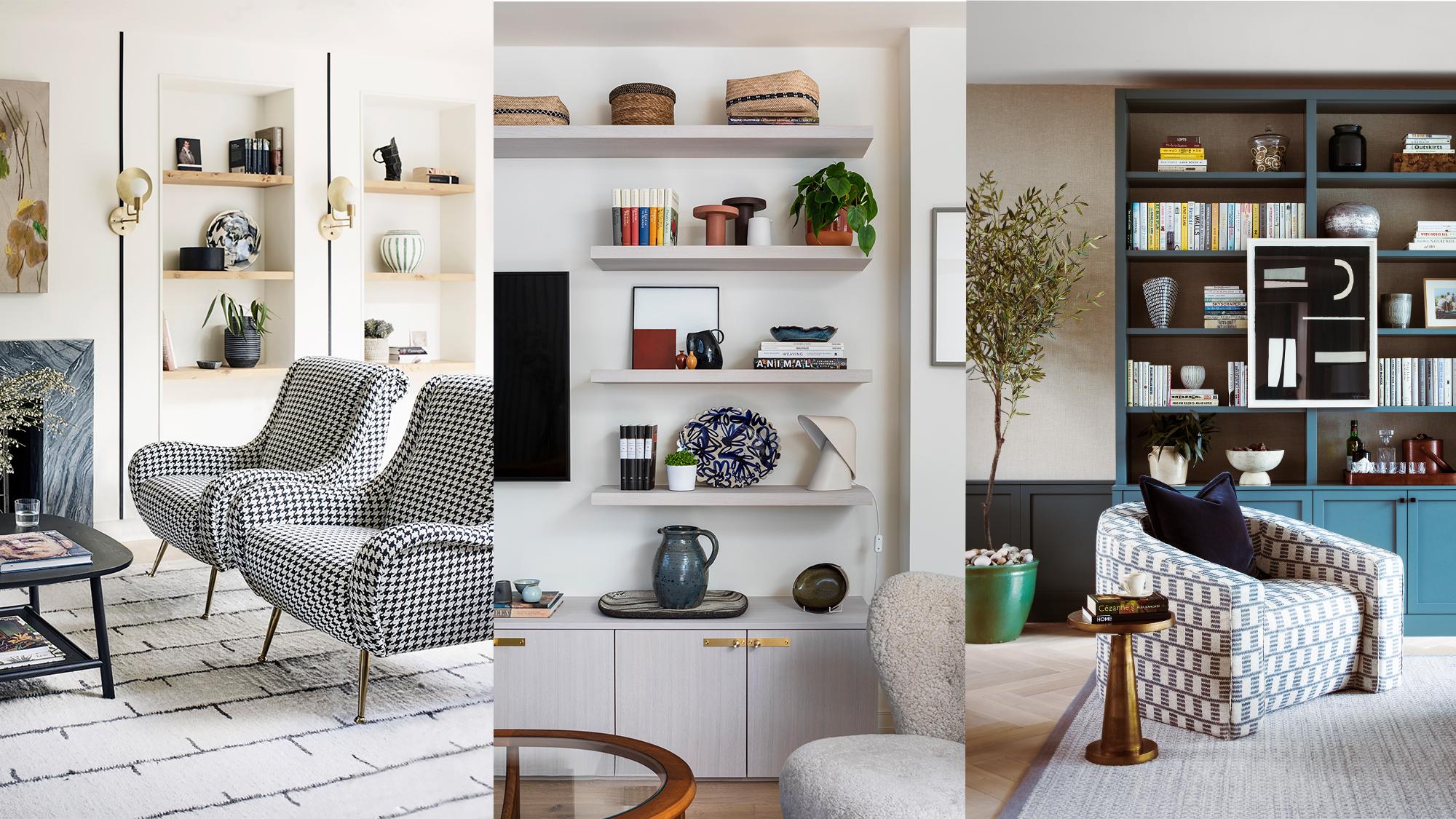 Open shelving displays personal items while keeping your living room organized