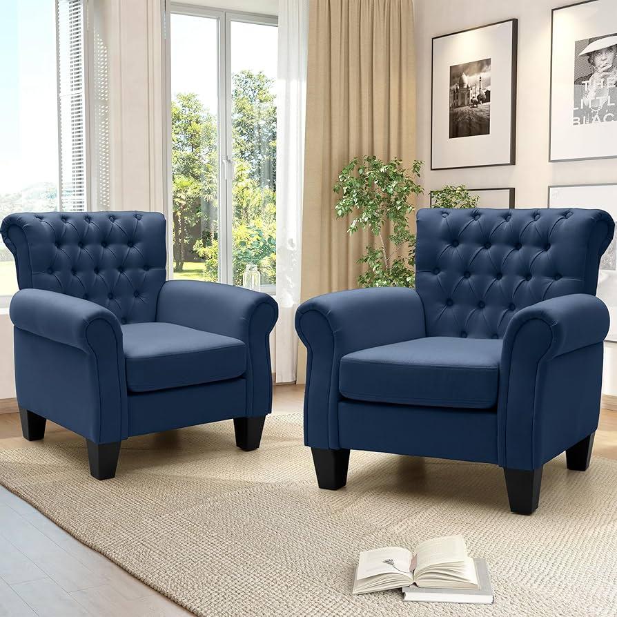 Select blue-toned fabric for a statement‍ chair in the living room