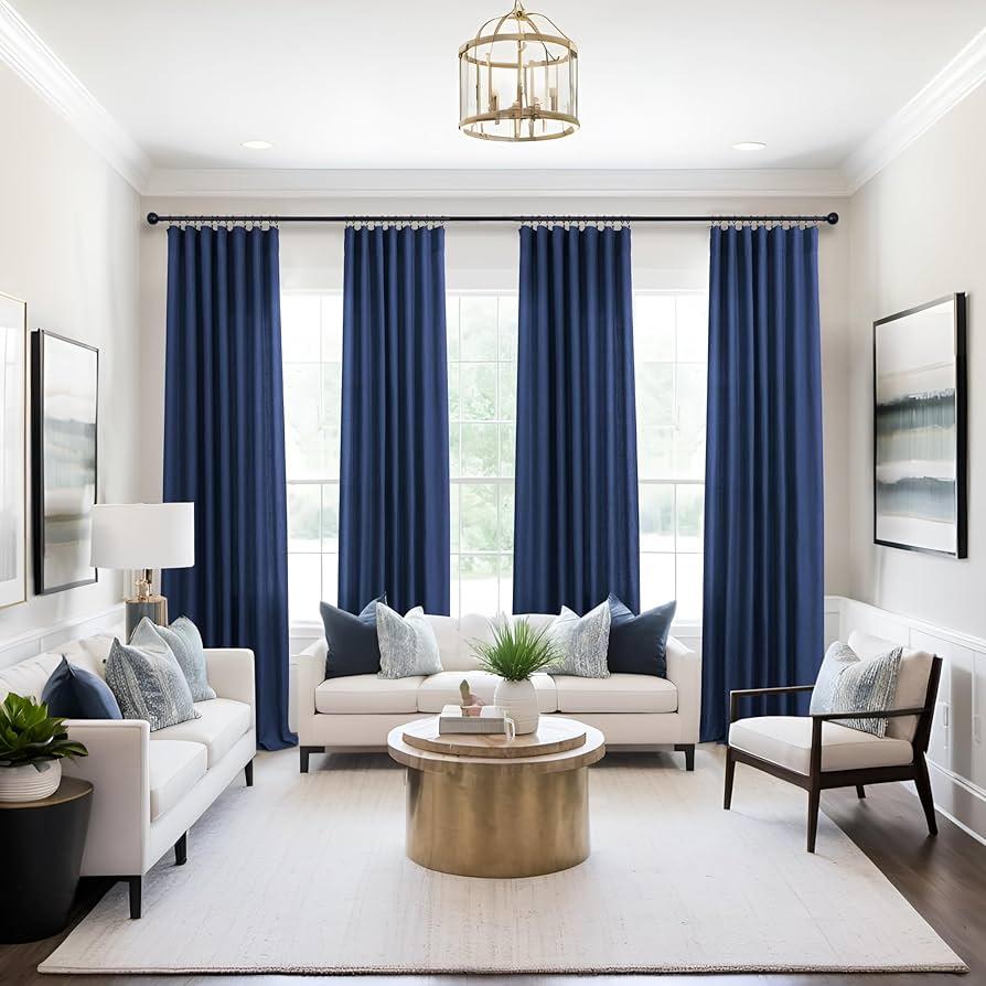 Consider⁣ blue curtains for a ​soft, elegant⁣ touch in your living room