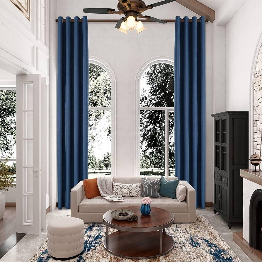 Use ‍elegant blue ‍curtains‌ to frame ⁤large ⁤windows in your‌ blue living room