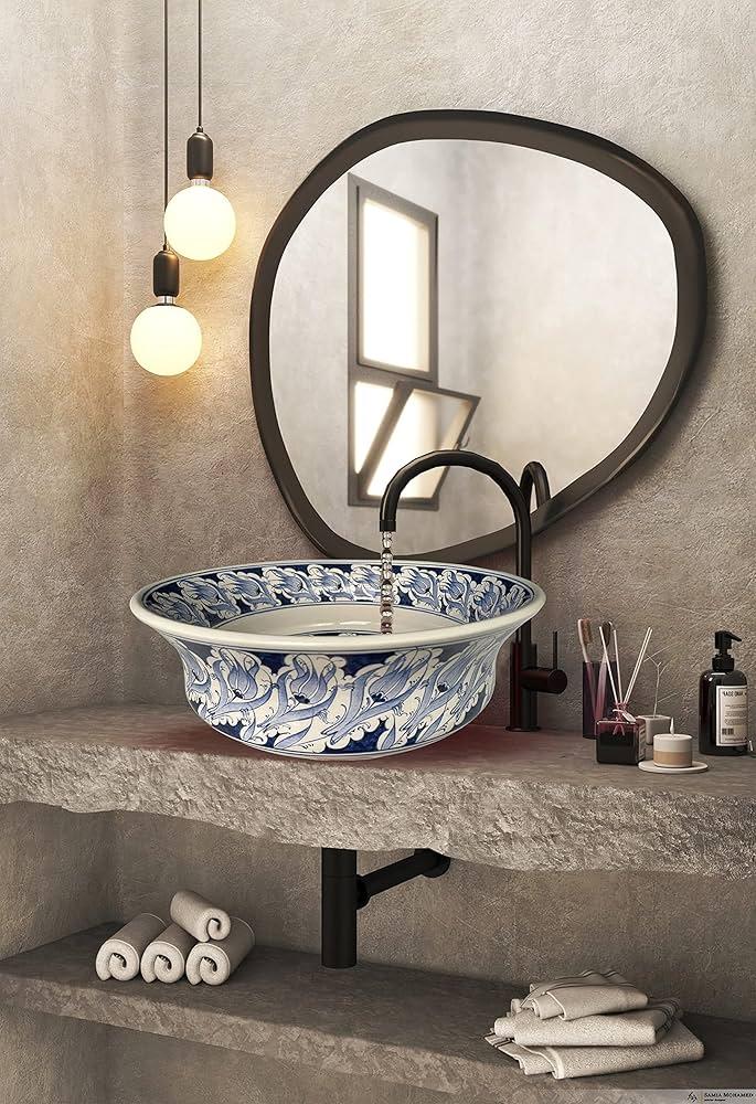 Handcrafted pottery adds a personal touch to your boho bathroom