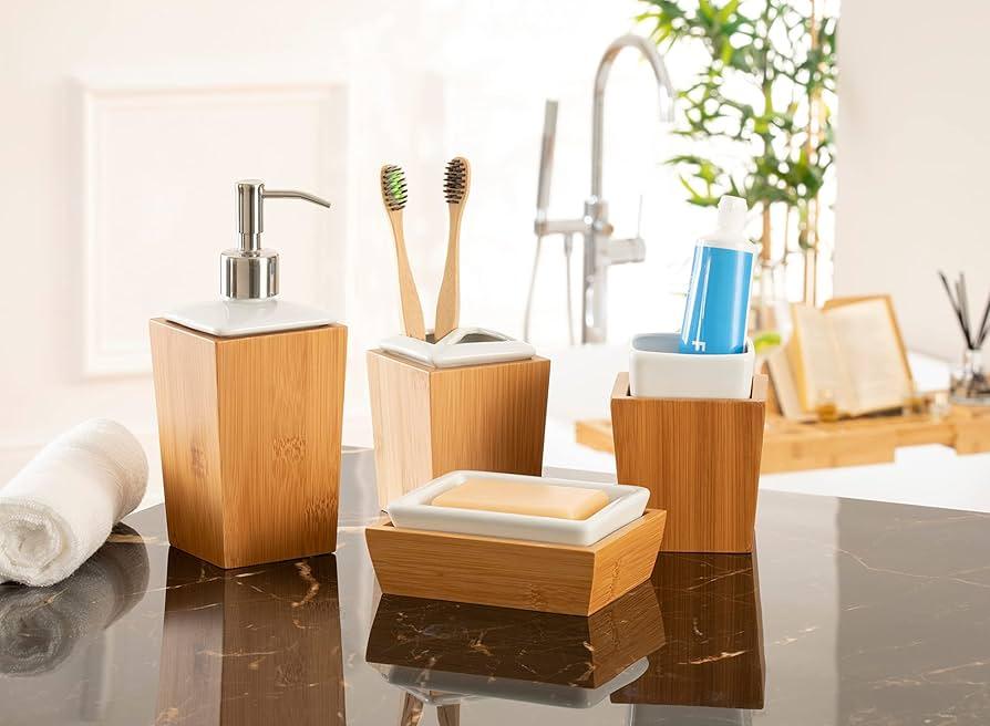 Use bamboo accessories for an eco-friendly accent in ⁤your wooden bathroom oasis