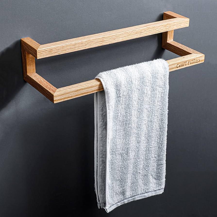 Hang a‌ wooden⁤ wall-mounted ⁣towel rack for easy access in your wooden⁢ bathroom