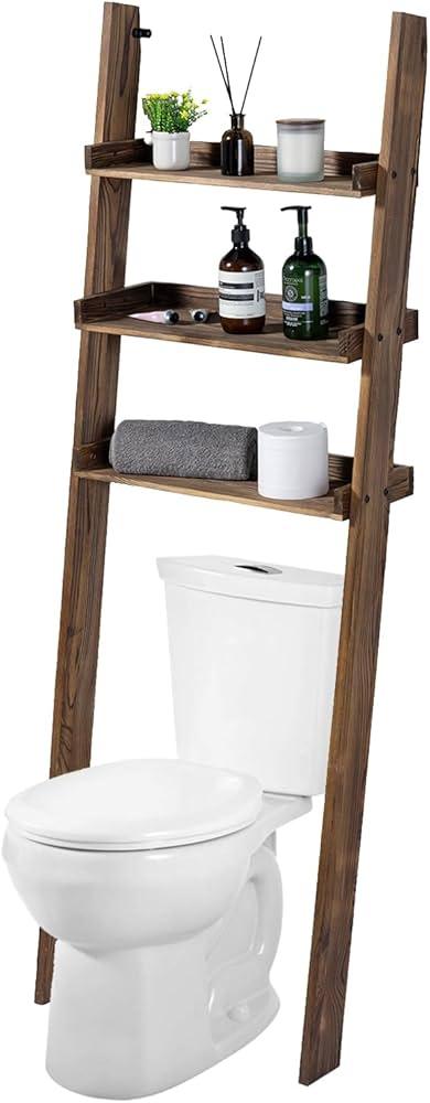 Utilize a wooden ladder shelf for vertical storage in‍ your⁤ wooden bathroom