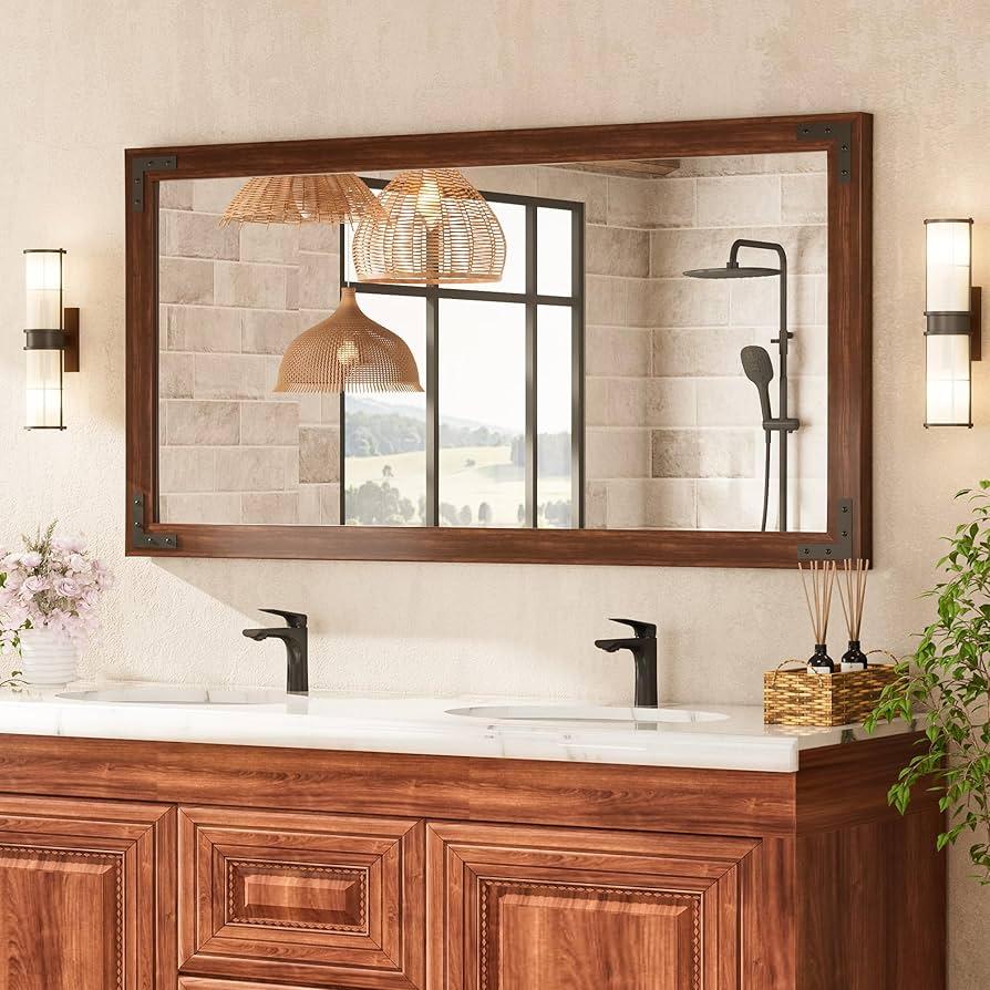 Incorporate a‍ wooden bathroom mirror frame for a ⁤touch of sophistication