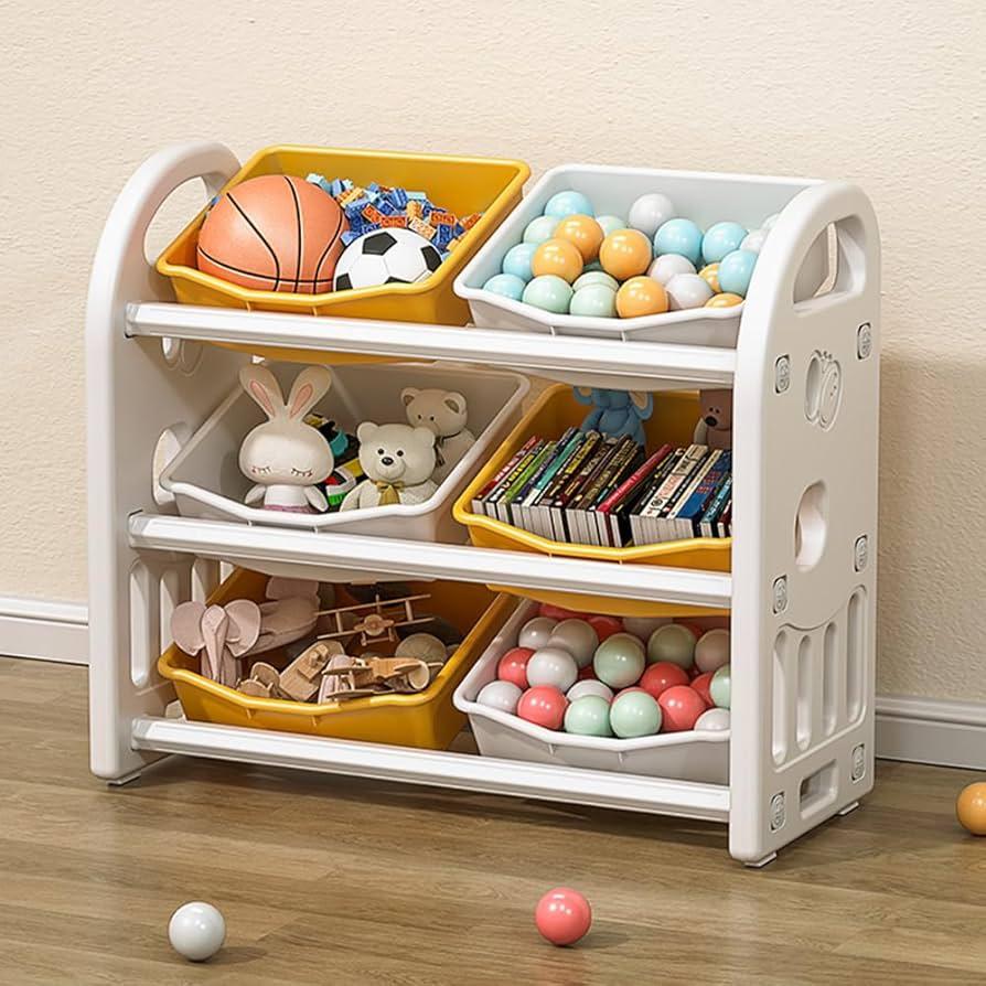 Keep toys neatly stored to maintain a peaceful small nursery