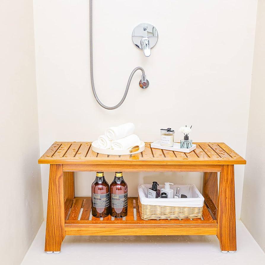 Design a wooden ‍bathroom ⁤bench ​for a practical and stylish solution in‌ your​ shower