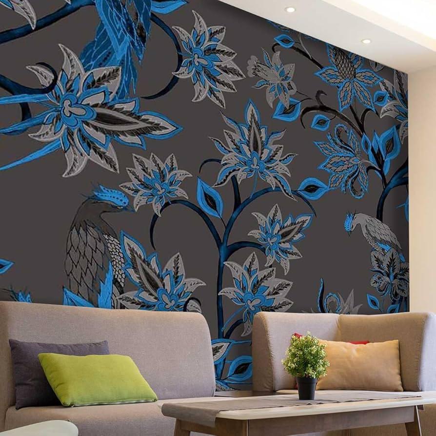 Use blue ​wallpaper to create⁢ an accent wall in the space