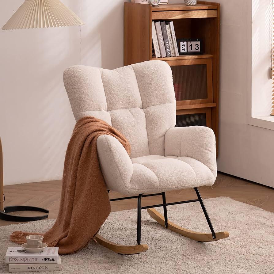 Use a small rocking chair to save space in your small nursery