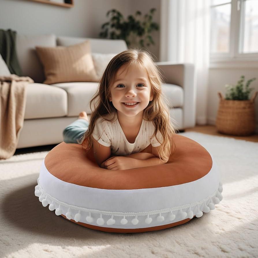 Floor pillows provide extra seating in the Nursery Nook for family visits