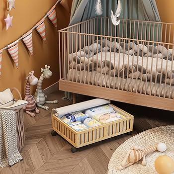 Use⁣ under-crib ​storage⁣ bins⁢ for extra supplies in small⁣ nursery