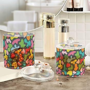 Decorate with colorful jars and unique bottles for charming storage ​in your eclectic bathroom