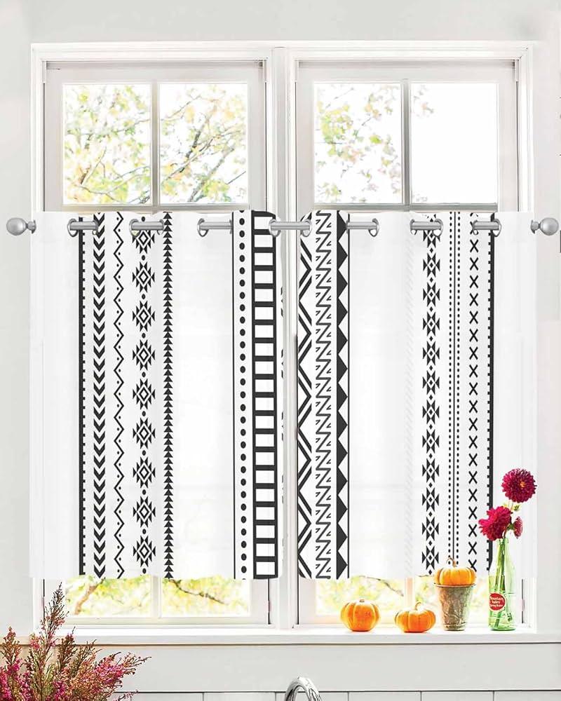 Frame your windows with sheer curtains for lightness in the boho bathroom