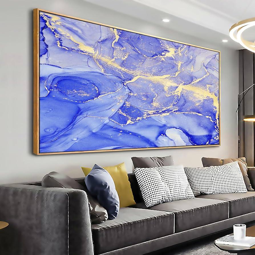 Incorporate blue artwork to enhance your living⁢ room’s personality