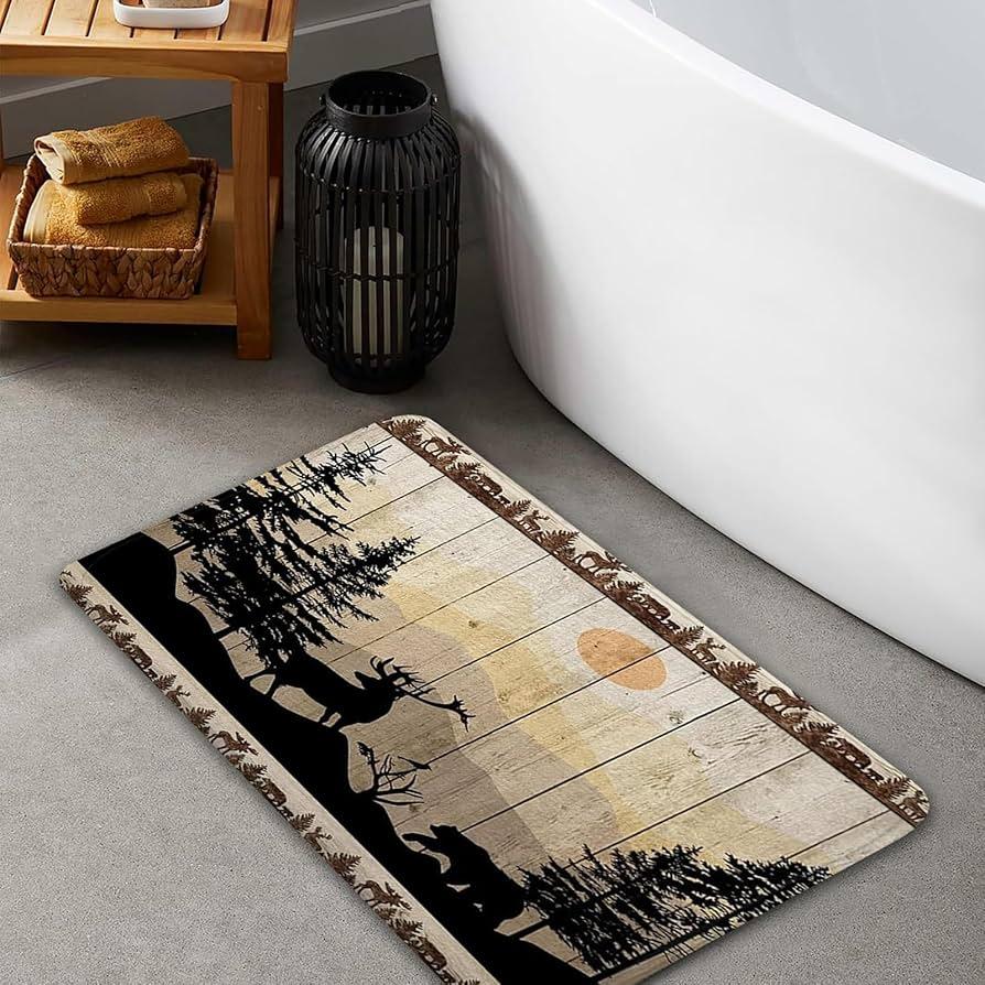 Textured rugs‌ enhance comfort in rustic Chalet ⁢Bathrooms