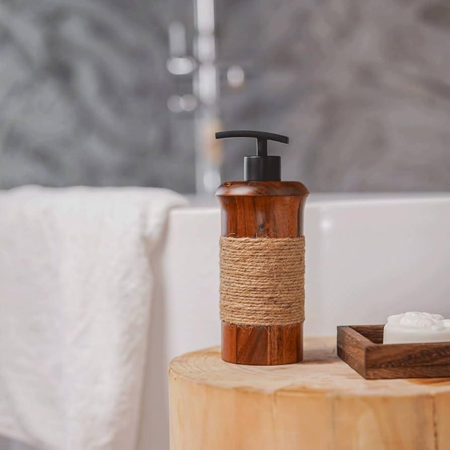 Accessorize with wooden soap dispensers for a cohesive look in ⁢your wooden bathroom