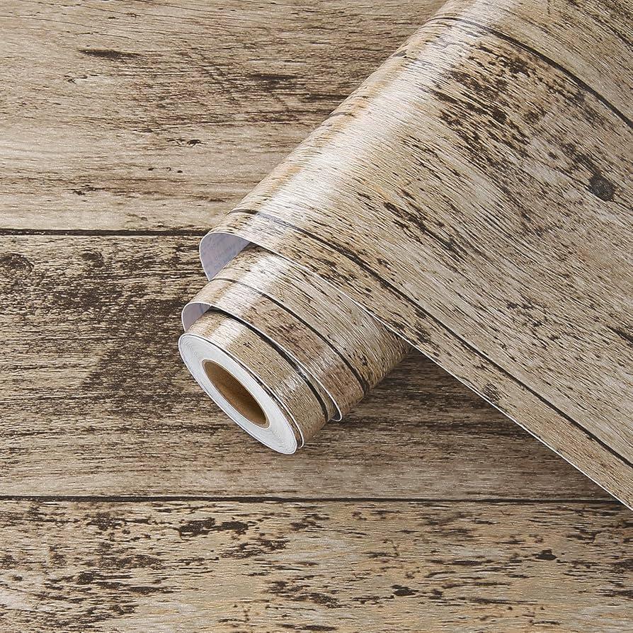 Opt for wood-grain wallpaper to create a striking visual in your wooden bathroom