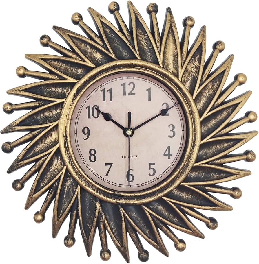 A sunburst wall clock that complements your boho bathroom decor