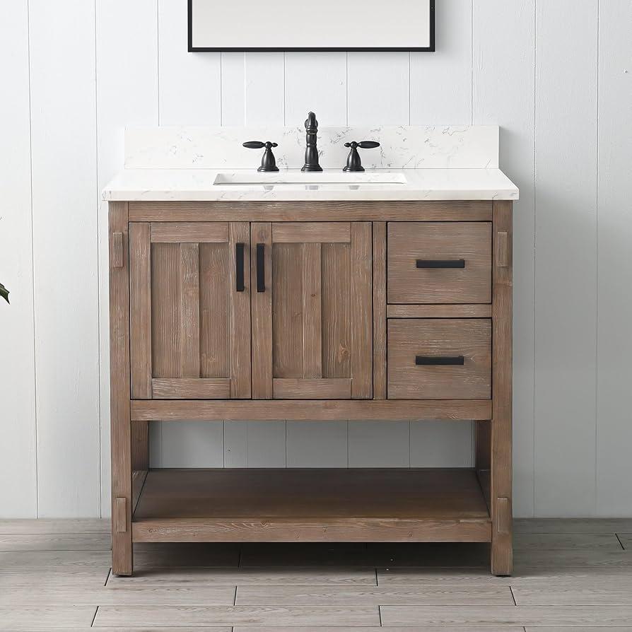 Rustic wooden vanities bring warmth and character to your ‍farmhouse bathroom design