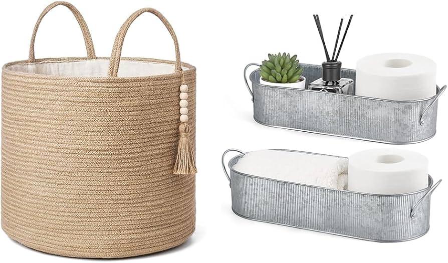 Woven⁢ baskets add organization⁢ and rustic charm to your farmhouse bathroom