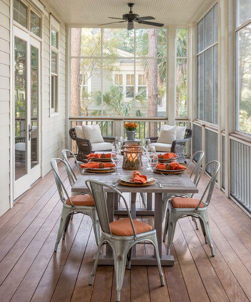 Dine al fresco with a table on your screened porch