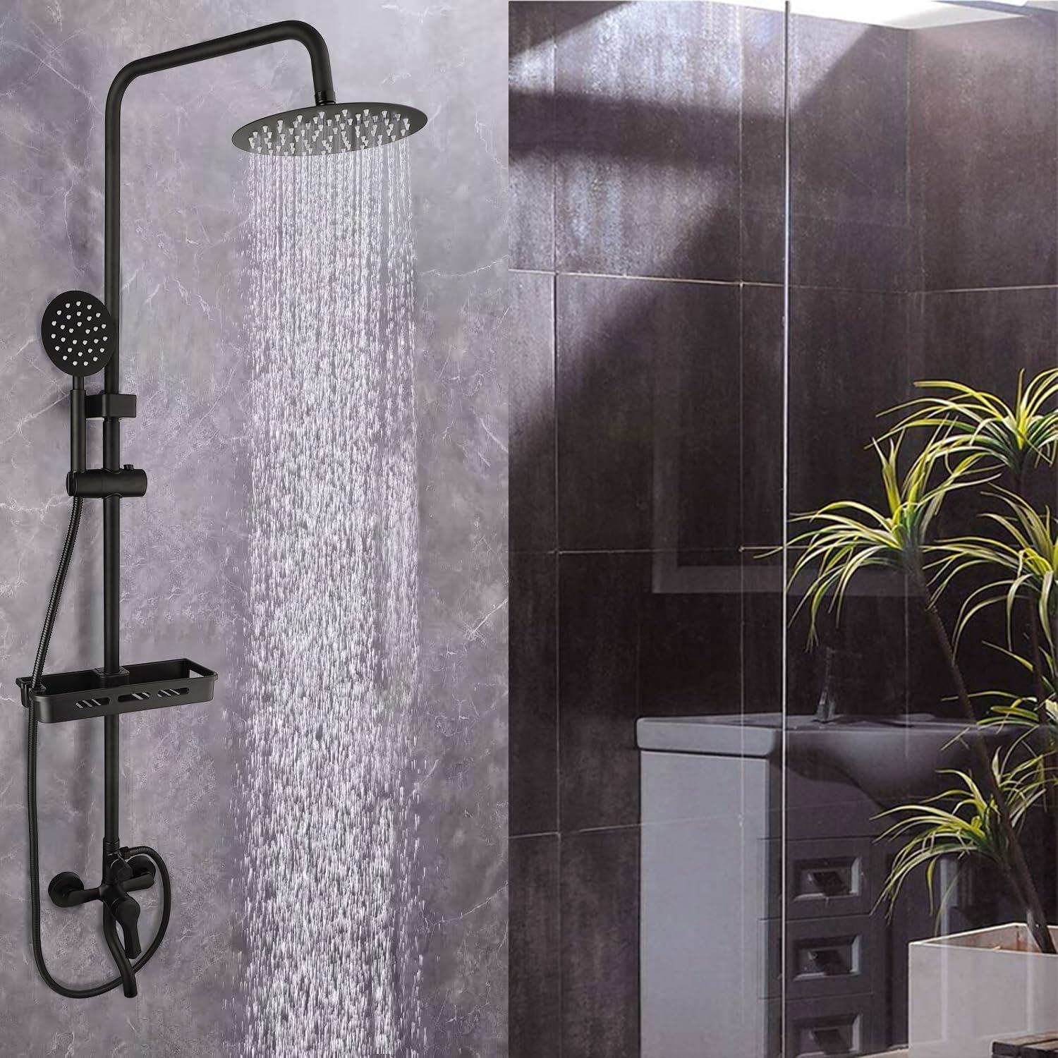 Install a rainfall showerhead for a spa-like ​experience in your farmhouse bathroom