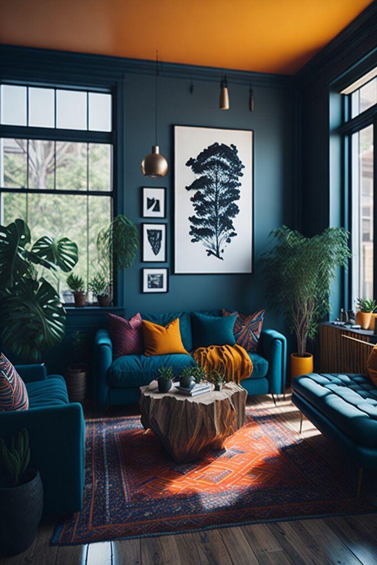 Integrate plants to⁣ freshen up your blue living room atmosphere