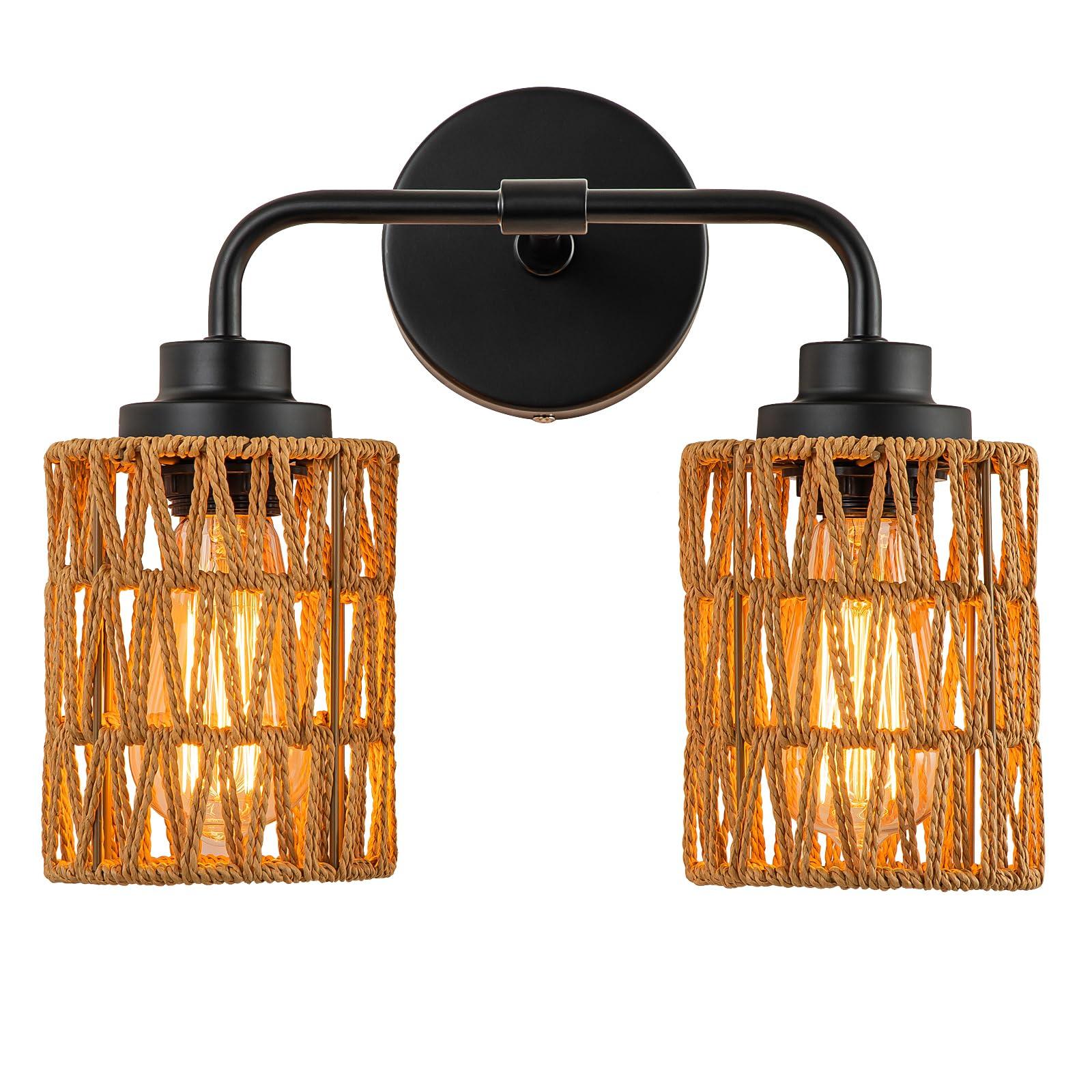 Install vintage lighting fixtures for character in your boho bathroom