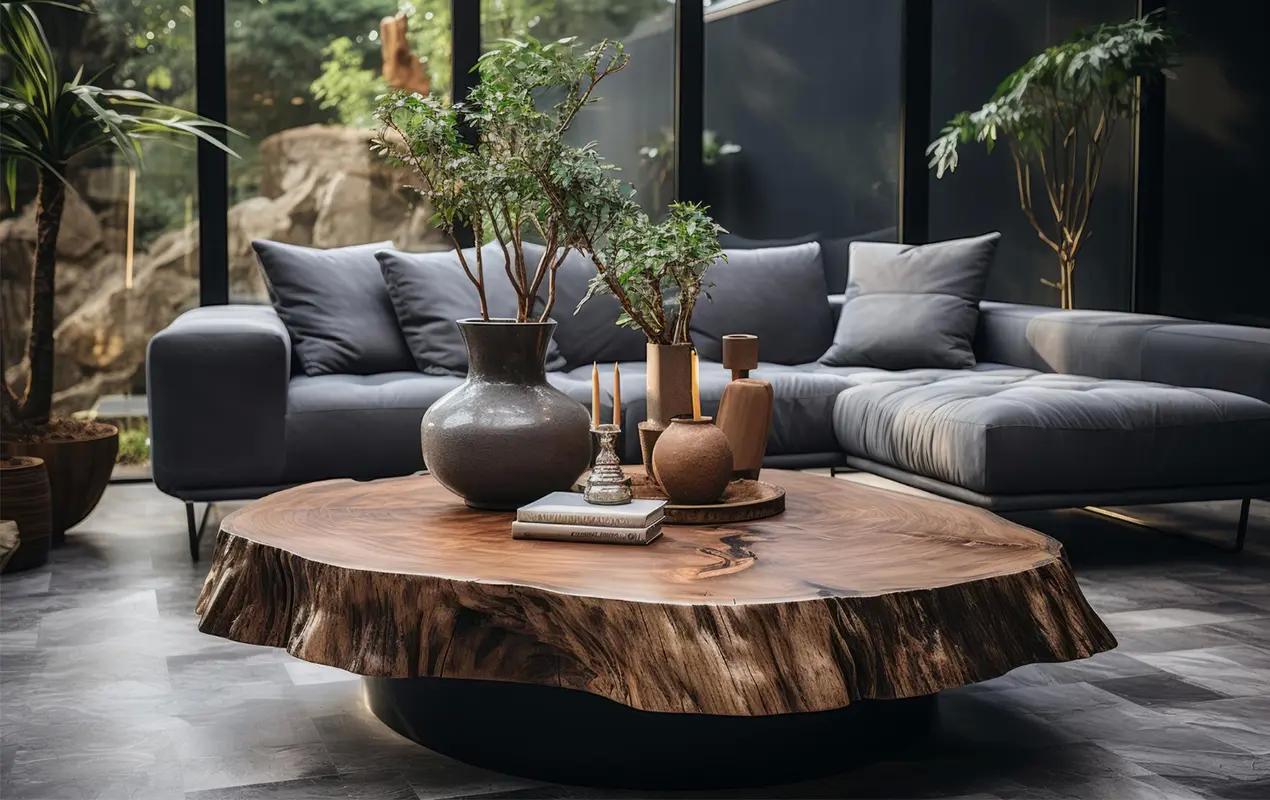 Display ‌natural wood slices ‍as unique ​tabletop decor ​in your Earthy Living Room