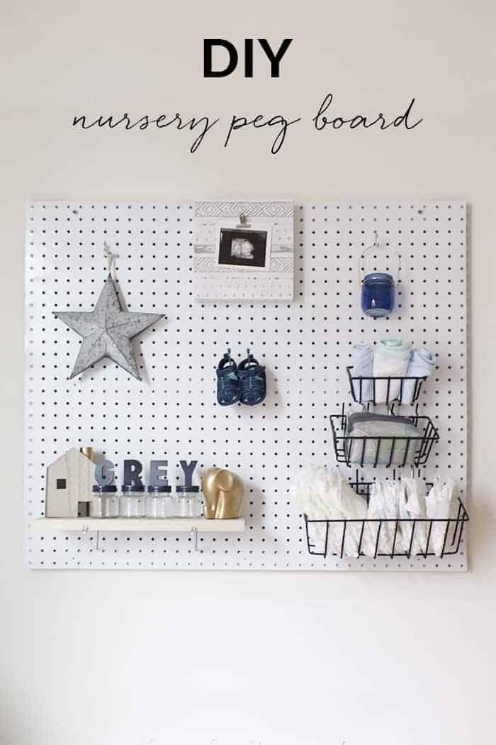 Hang a pegboard for organizing small items in your small nursery