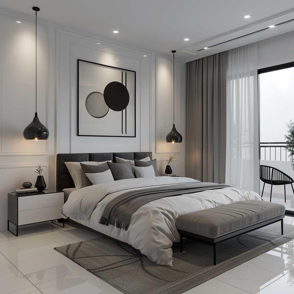 Monochrome Magic: Achieve elegance with a black-and-white bedroom design