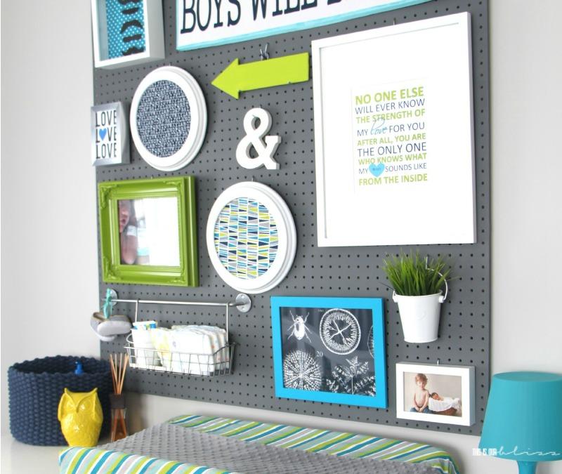 Use a pegboard ‍for ​creative organization ​in your small​ nursery