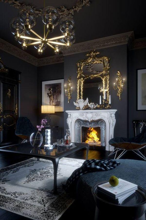 Gothic‌ Living‍ Room: Dark hues and ornate details create⁢ dramatic flair