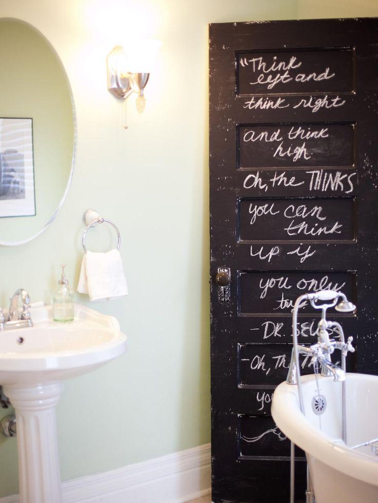 Feature DIY art projects on a chalkboard bathroom⁢ wall