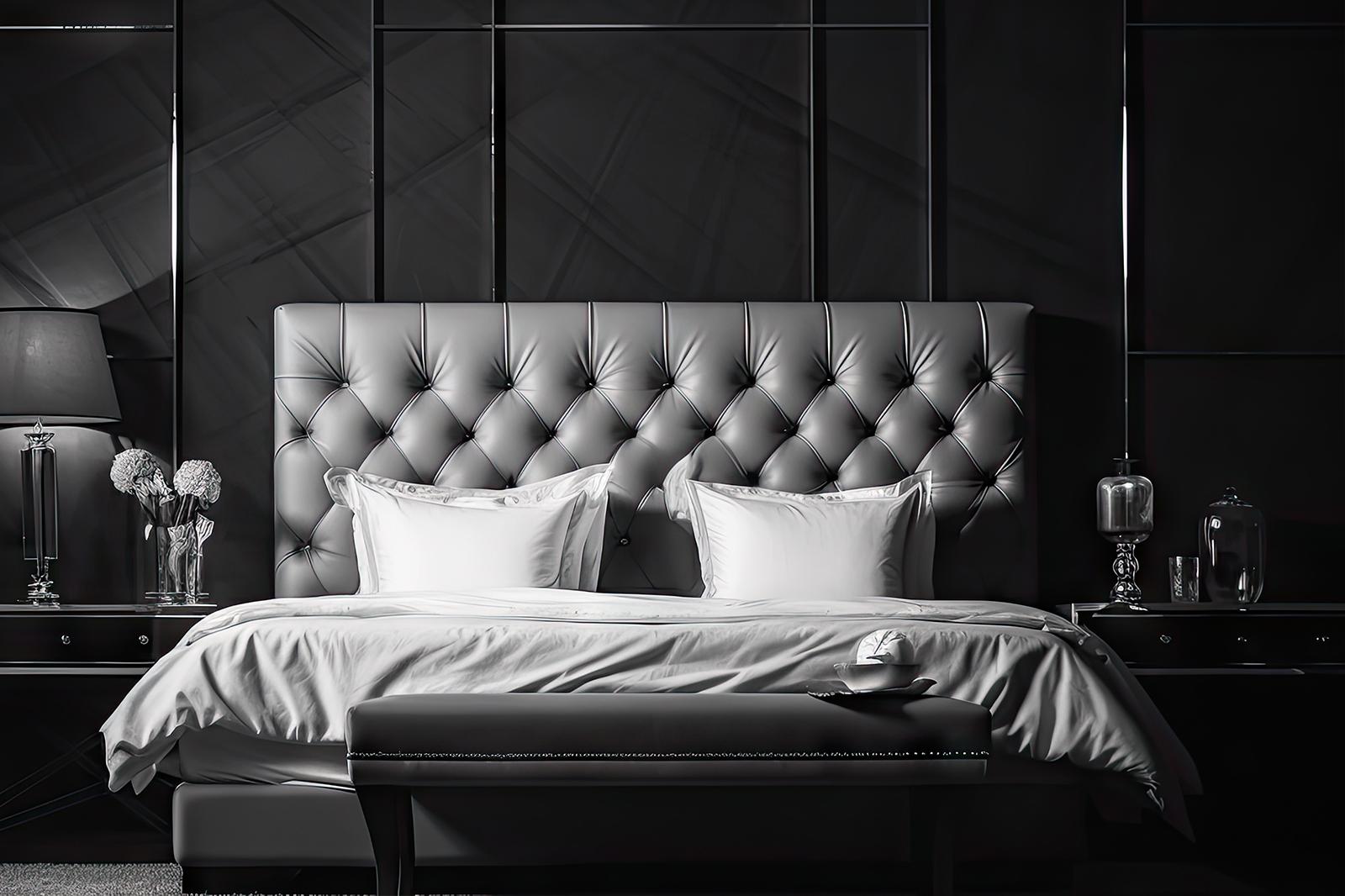 Monochrome Bedroom: Black and white create striking contrast and sophistication