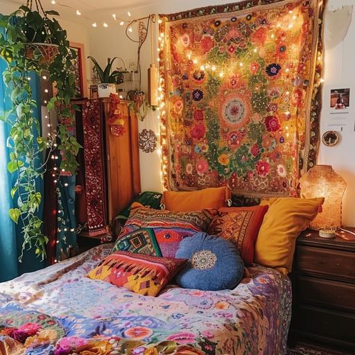 Bohemian Bedroom: Vibrant patterns and rich textures create a cozy oasis