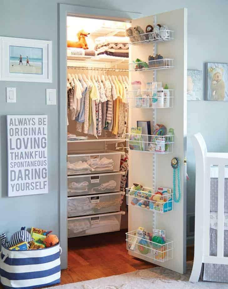 Maximize vertical storage to free up small nursery floor space