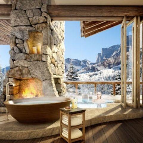 Integrate ⁢a fireplace for warmth in your Chalet Bathroom