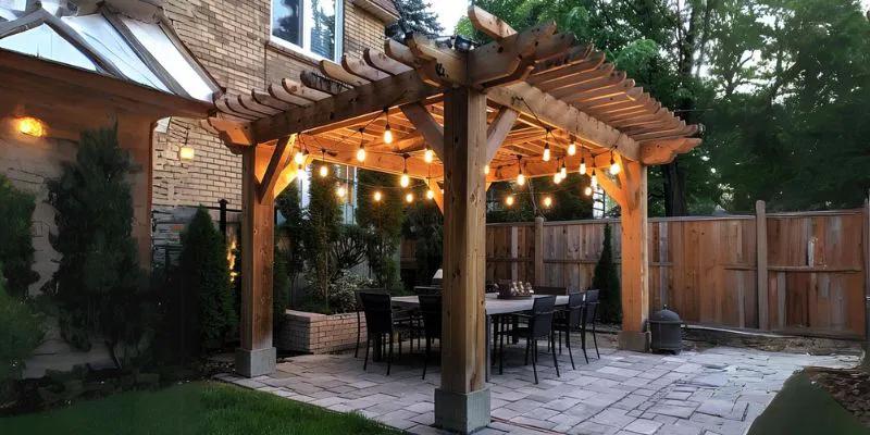 Rustic wooden⁢ pergola⁣ for⁤ shaded gatherings in your backyard