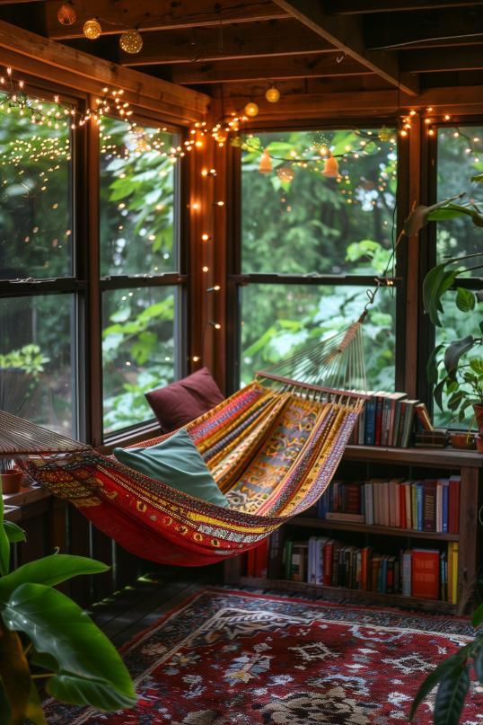 Create a cozy reading nook with a chair and lamp in your eclectic‌ bathroom