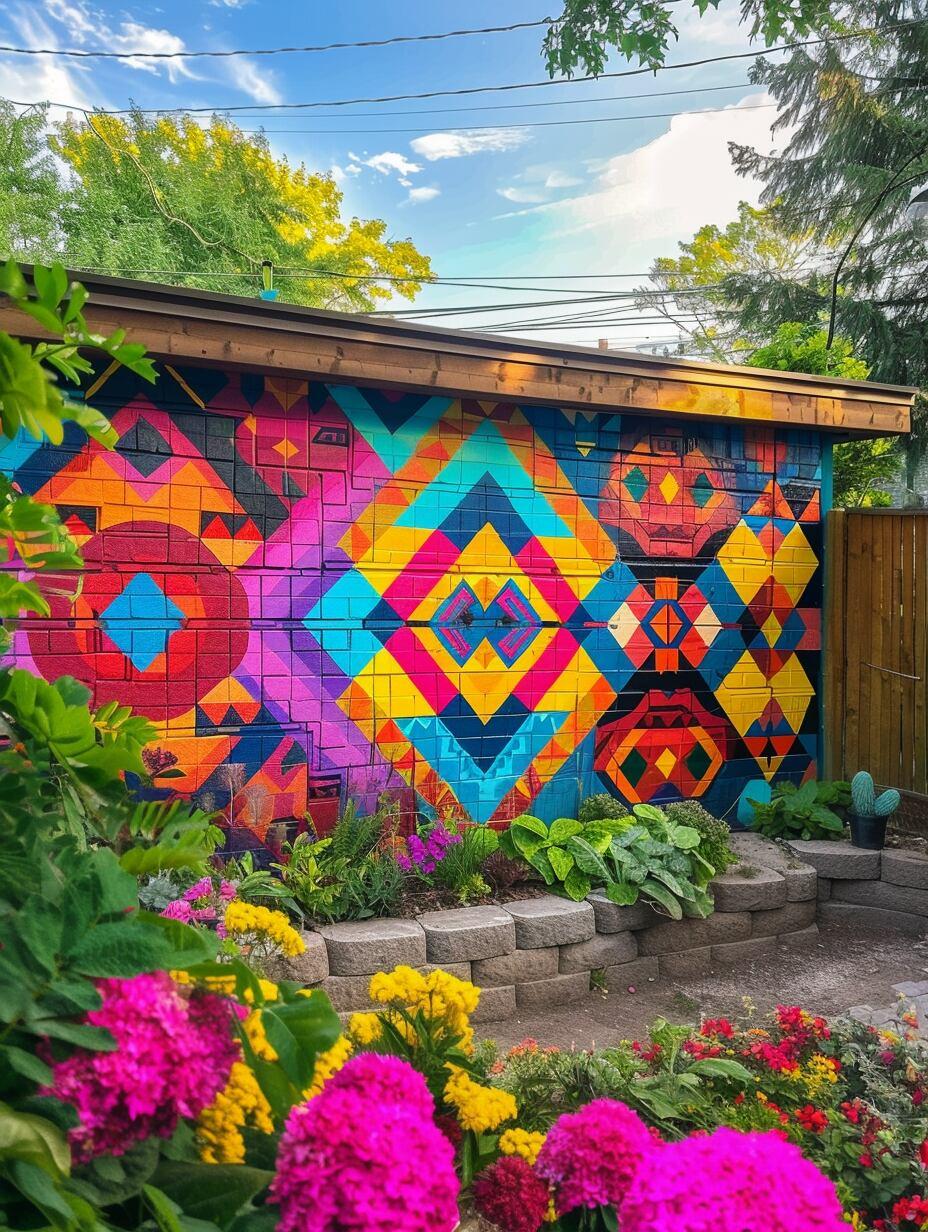 Vibrant murals‍ creating a focal point in ⁣your Boho Backyard