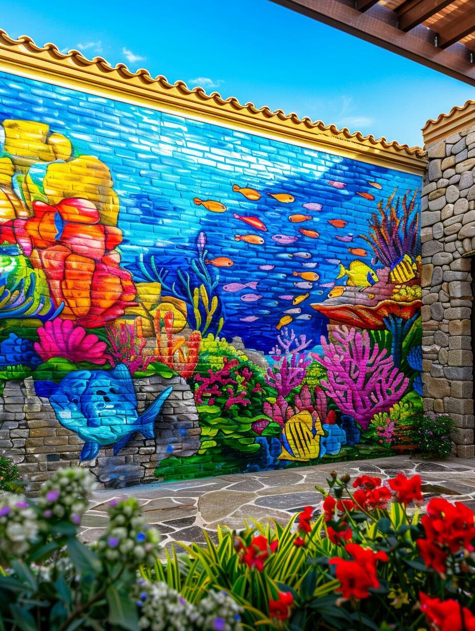 Paint a mural to bring character to your small‍ backyard