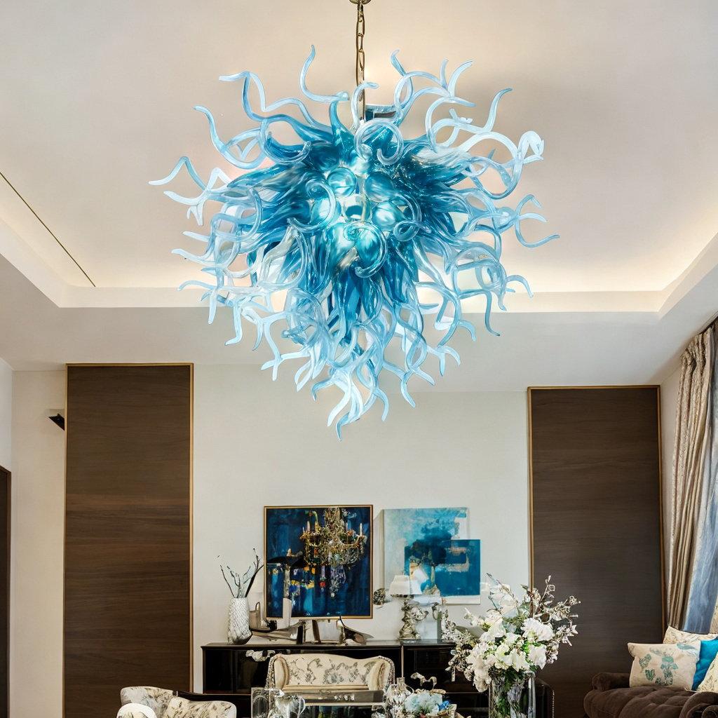 Incorporate a​ statement chandelier ‌to illuminate your blue living room