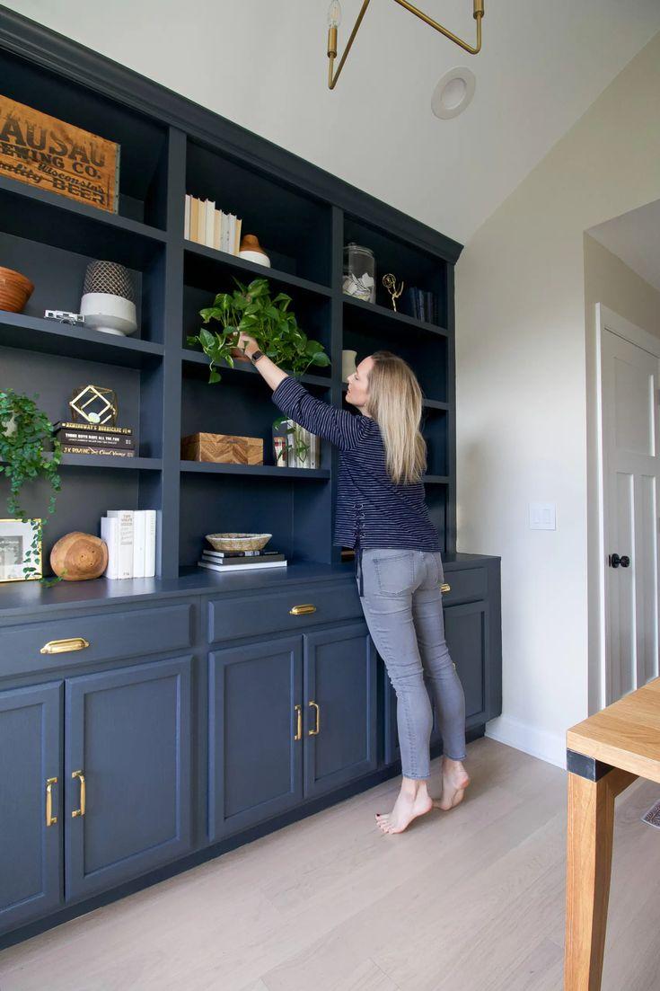 Install⁣ built-in shelving painted blue for functional decor