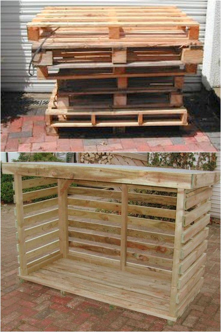 Pallet Garden Firewood Rack: Combine function and aesthetics with a wood display garden