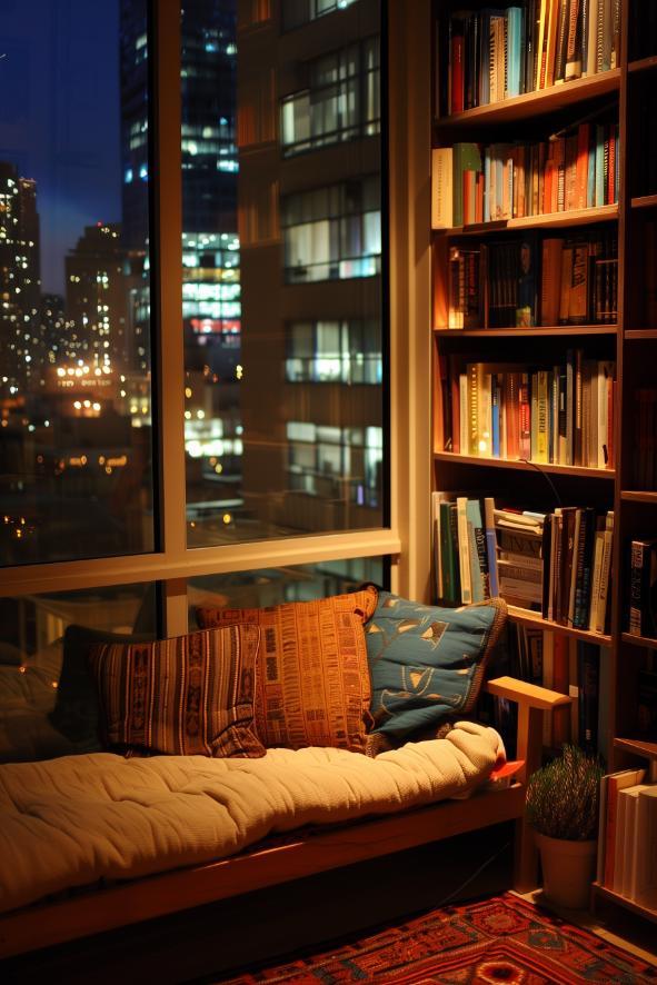 Create ⁢a reading nook with an eclectic ⁣mix of books⁤ and ‌cozy seating