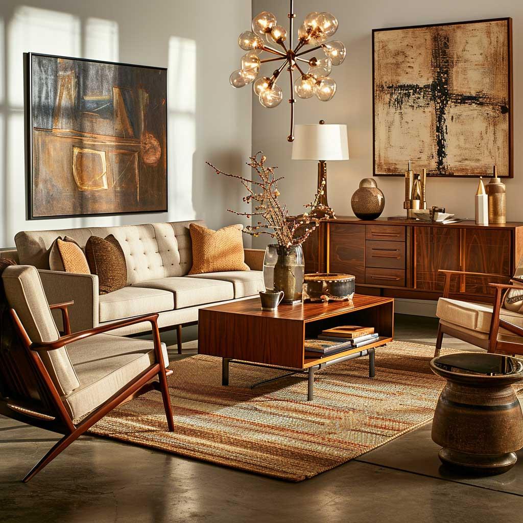 Blend vintage pieces for character without compromising the contemporary vibe of your Living Room